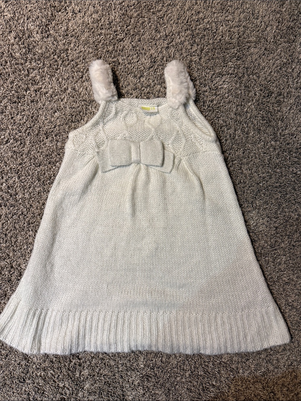Crazy 8 Cream Knit Bow-Front Fuzzy Strap Dress